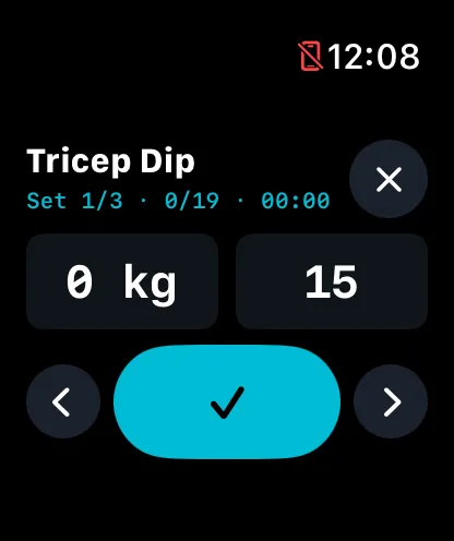 Watch face showing the Sparta check-in screen (iOS)